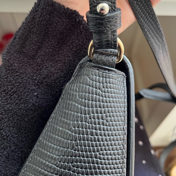 Jenni Kayne Embossed Lizard Saddle Crossbody Little Liffner Bag Black - Picture 8 of 11